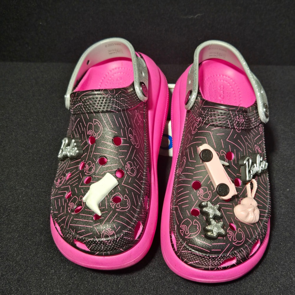 Crocs Barbie Crush Clog Womens 8, Mens 6 Black‎ Pink Platform Sandals Limited Ed - Picture 2 of 13